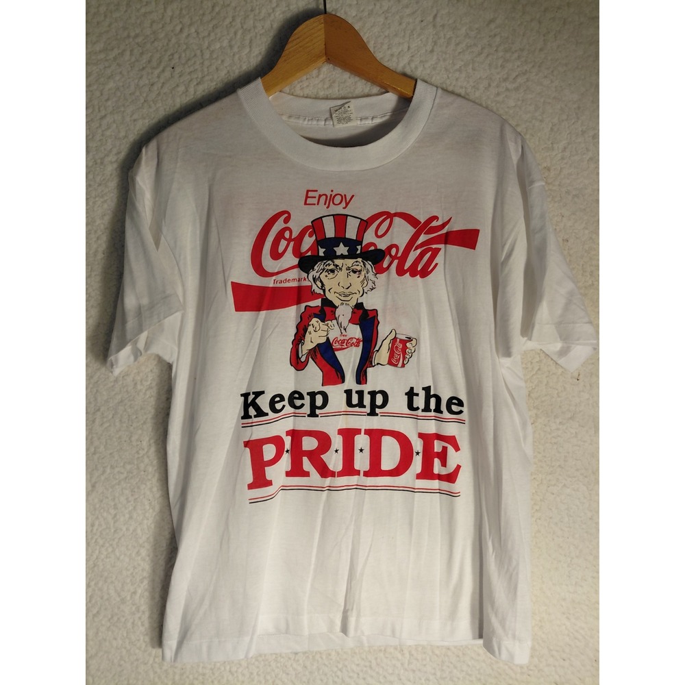 Vintage Coca-Cola Uncle Sam T-Shirt Screen Stars Welcome Home 251st White Large
